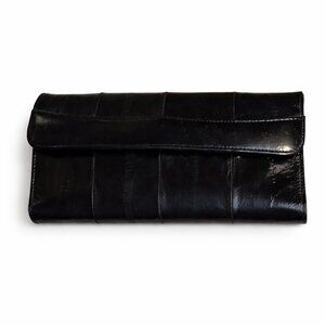 Women's Black Eel Skin Leather Wallet